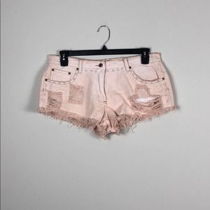 Somedays Lovin Shorts Pink Distressed Studded